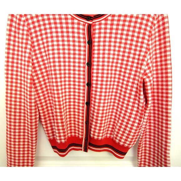 Tristan Cardigan Checkered -Women Size Medium -Pink/White/Black Gingham Buttons - Picture 3 of 14